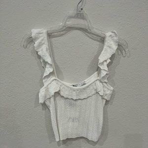 Zara White Ruffle crop top NWT
